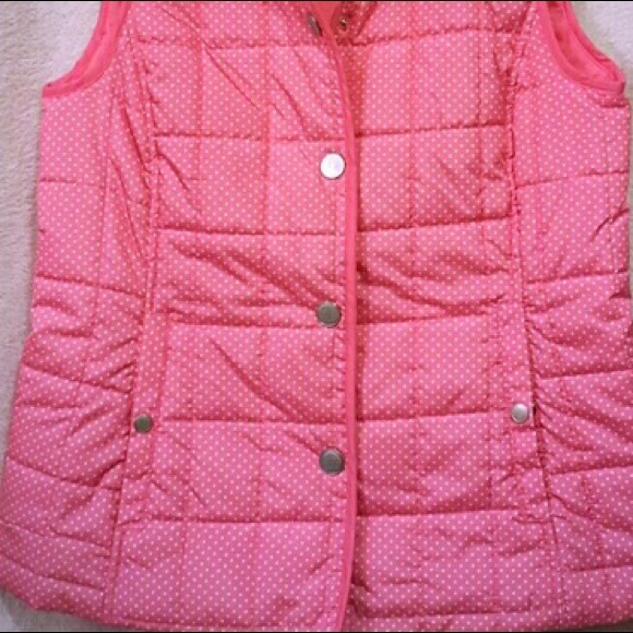 Croft & Barrow Pink w/Polka Dot Puff Vest Sz Small - Picture 2 of 9